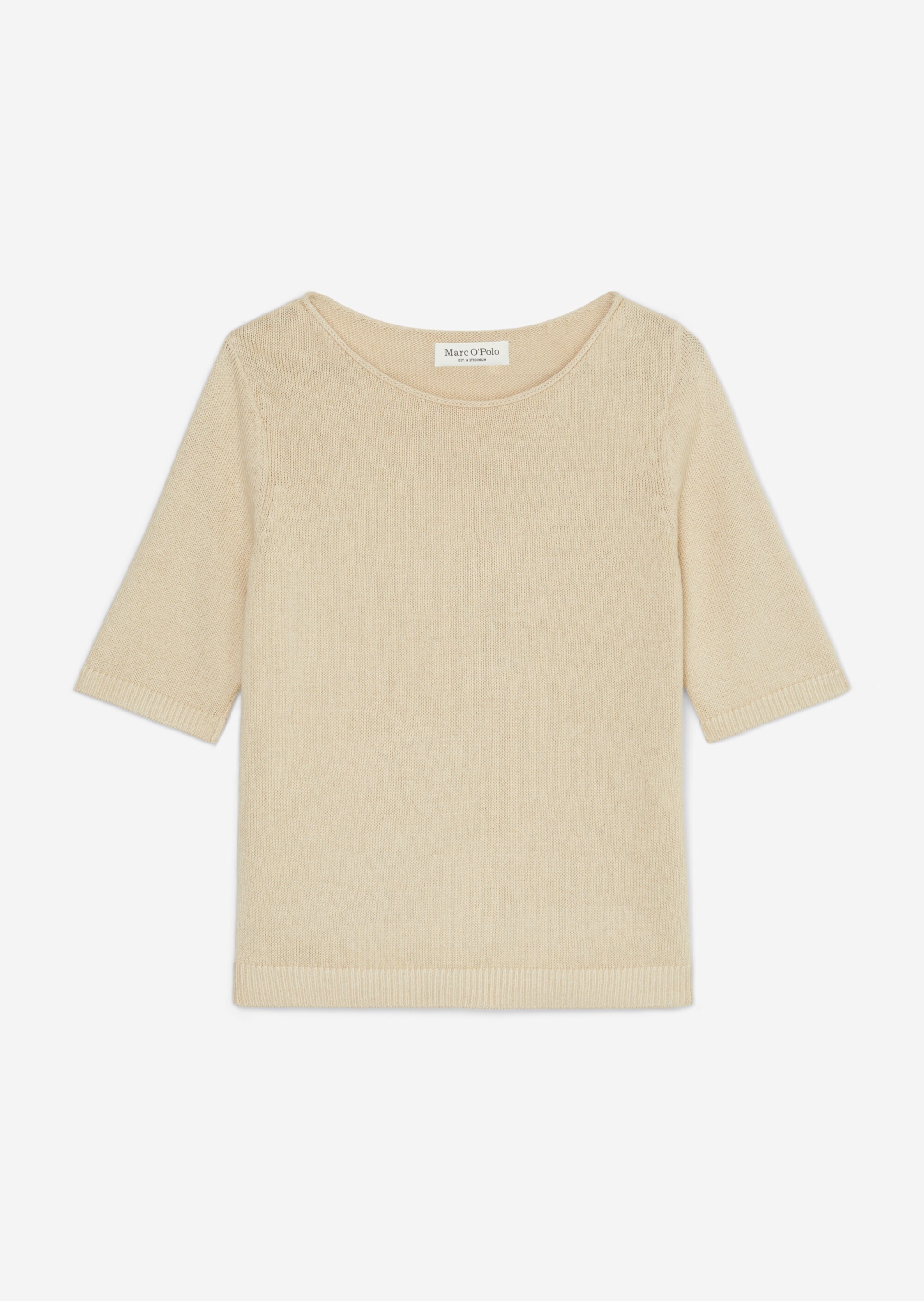 Kurzarm-Pullover regularaus Organic-Cotton-Leinen-Mix