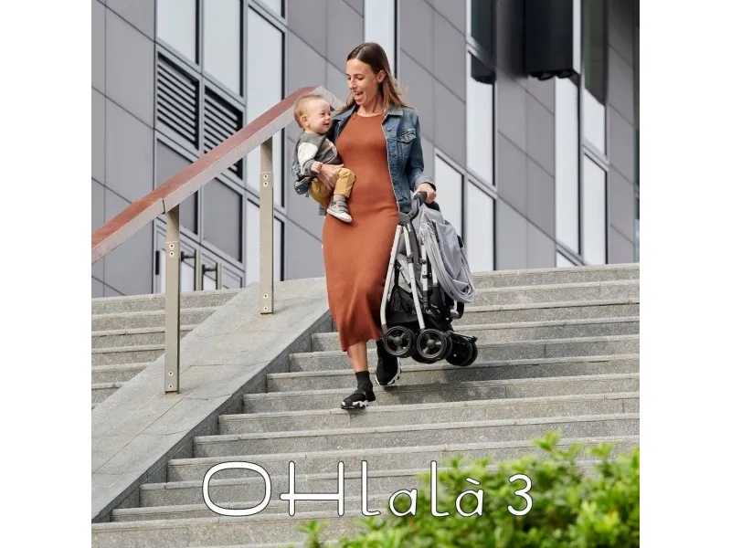 Chicco OHlalà 3, Baldakin, Letvægts klapvogn, Ethvert køn, Solidt hjul, Sammenfoldelig, Grå