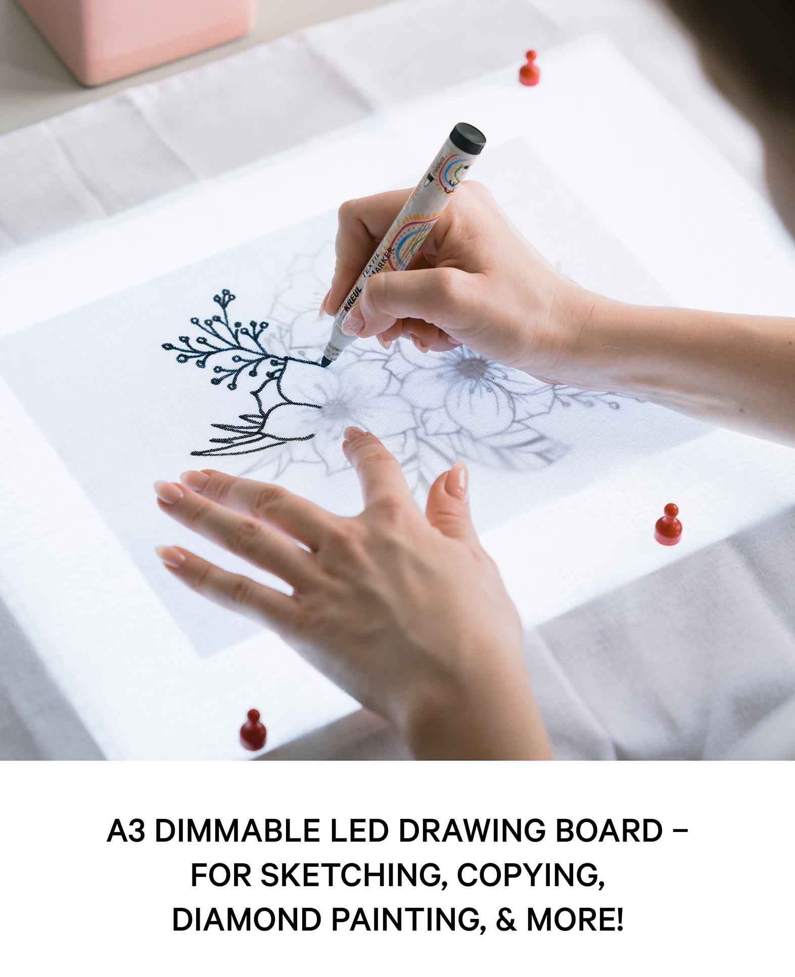 Dimmbares LED Zeichenbrett A3 Hochformat Grafiktablet Lichttisch Kopiertisch