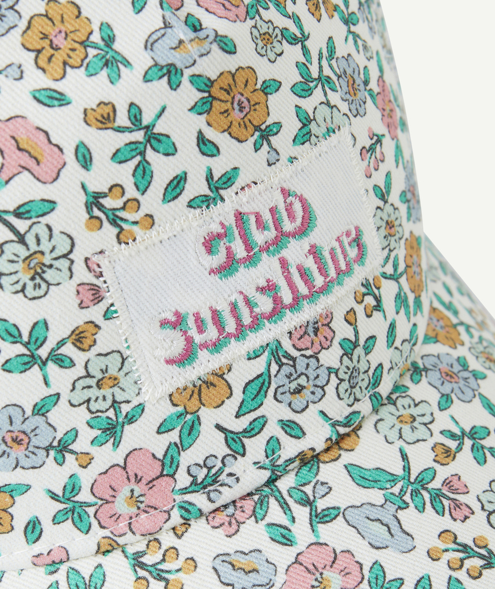 CASQUETTE FILLE AVEC IMPRIMÉ FLEURI ET PATCH BRODÉ SUNSHINE