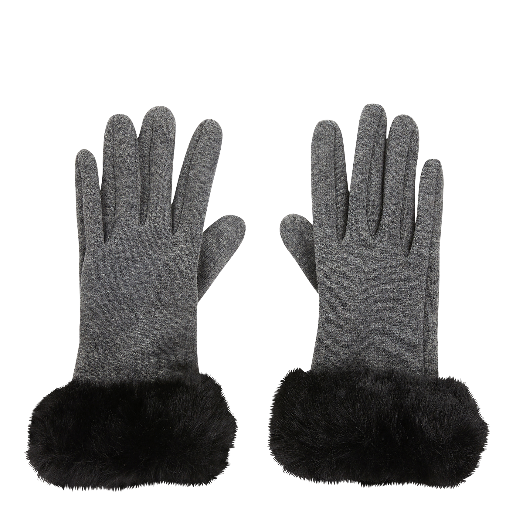 Gants avec fausse fourrure | Gris