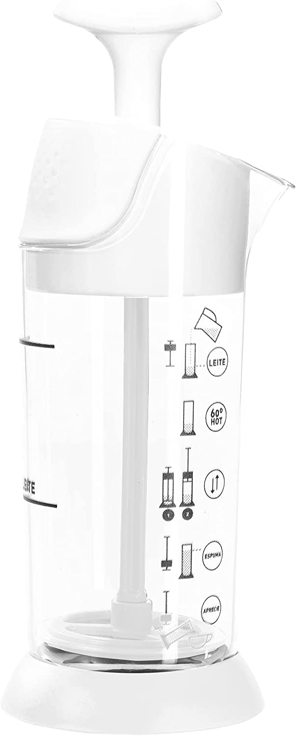 Espumador De Leite Pressca Amarelo, Leite Cremoso, BPA Free, 200 ml, Mixer, Cremeira.