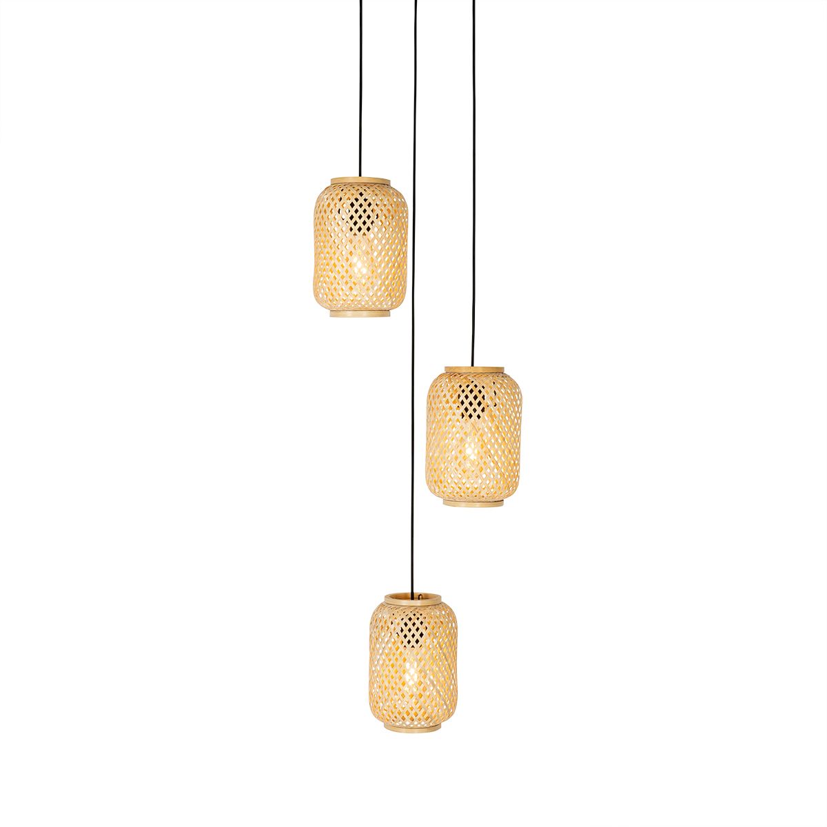 Oosterse hanglamp bamboe 3-lichts - Yvonne