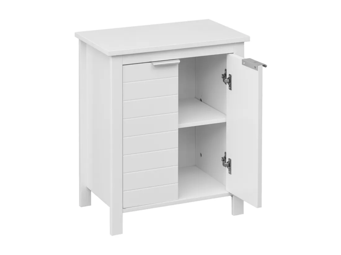 Armoire de salle de bains moderne 2 portes 2 étagères en bois blanc