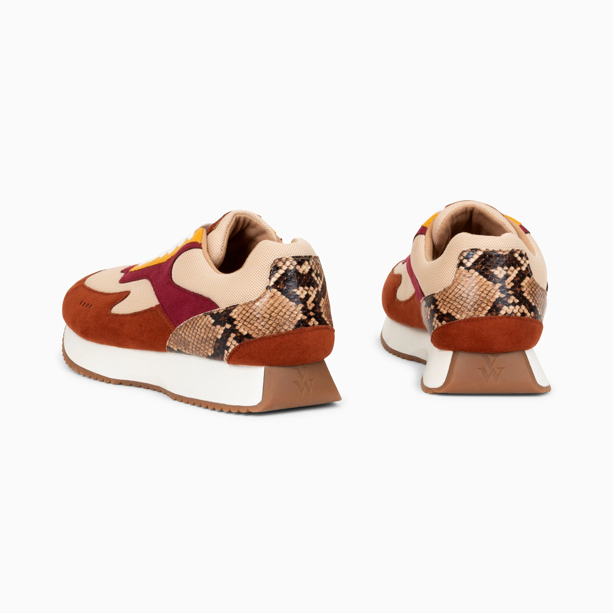 Sneakers-Baskets Anouk marron et beige à semelle running