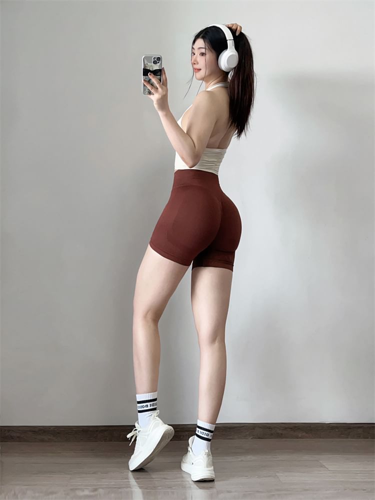 Arigne - Yogashorts met hoge taille en letters