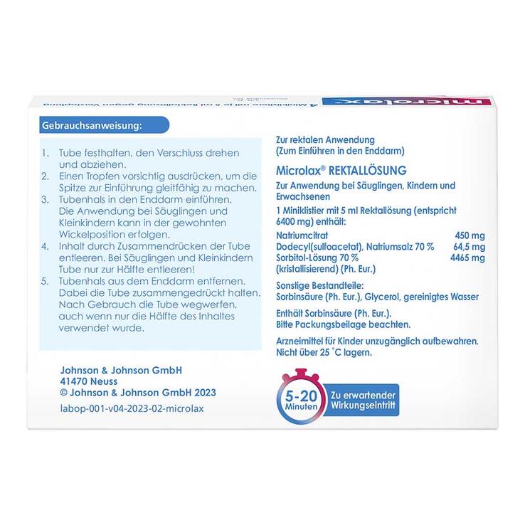 Microlax Rektallösung Klistiere mit kurzem Tubenhals, 4 St