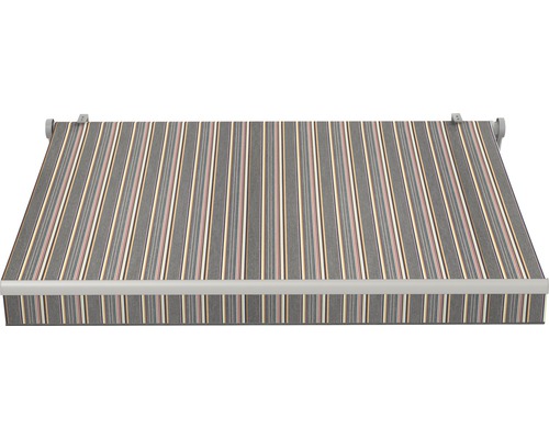 SOLUNA knikarmzonnescherm Trend 2,5x2 Stoffen design D422 Frame zilver geanodiseerd incl. motor, wandschakelaar en noodhandzwengel