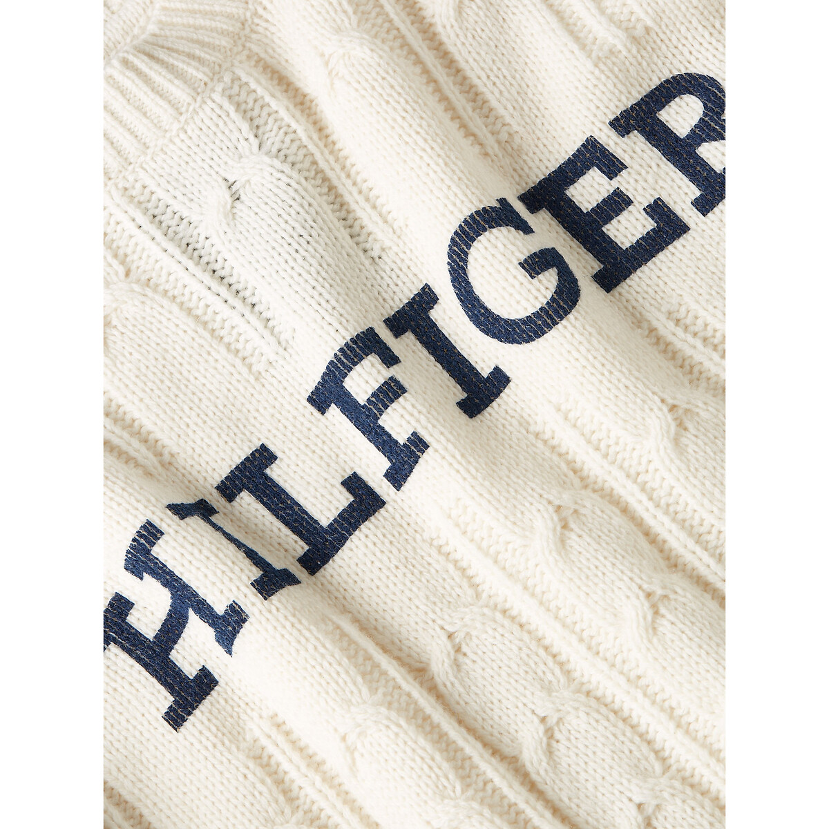TOMMY HILFIGER<br>Suéter gola alta, malha com logotipo grande