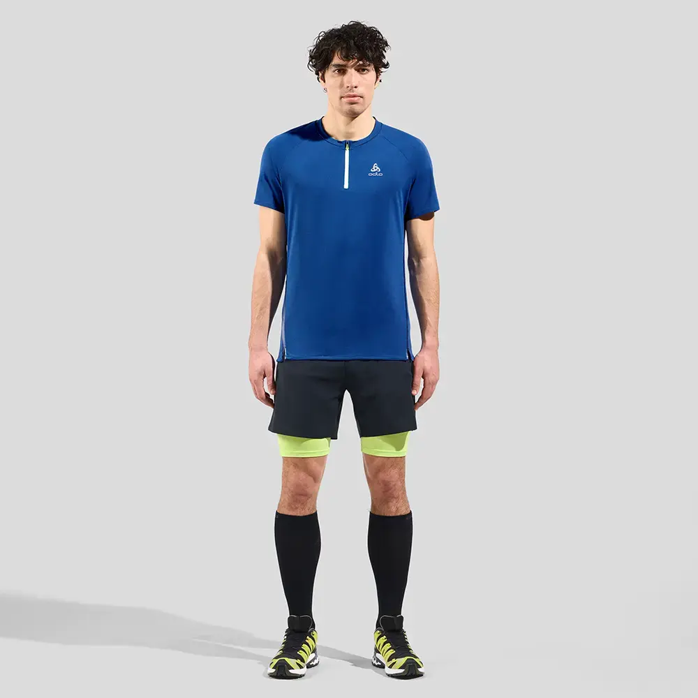 Odlo Axalp Trail Hardloopshirt Korte Mouwen Blauw Heren