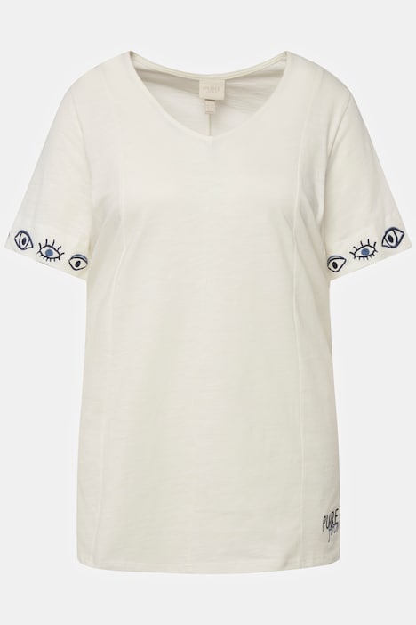 T-Shirt, Augen, V-Ausschnitt, Halbarm, Biobaumwolle