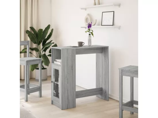 Table de bar avec étagères sonoma gris bois d'ingénierie