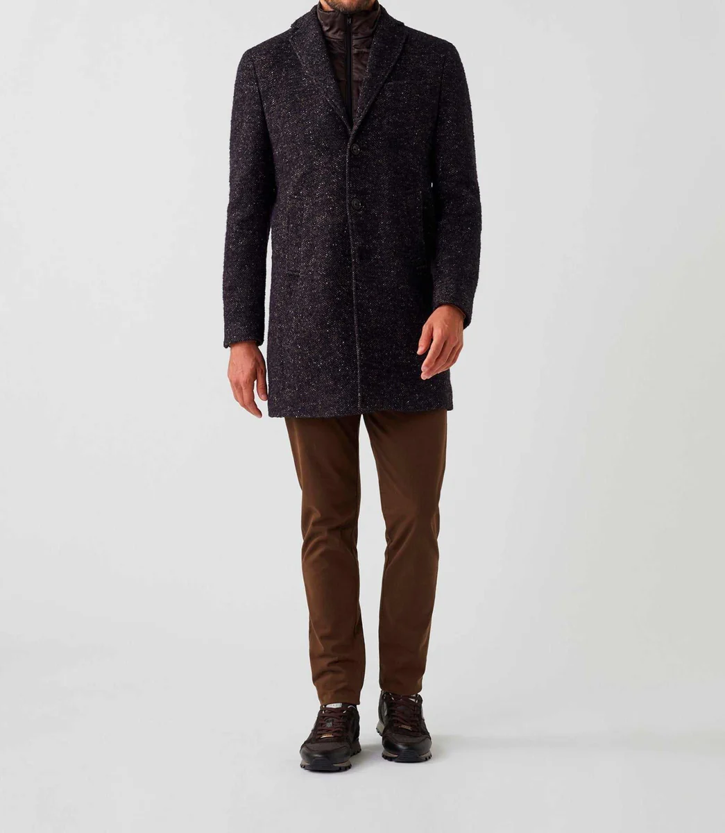 Manteau ville motif chevron marron 