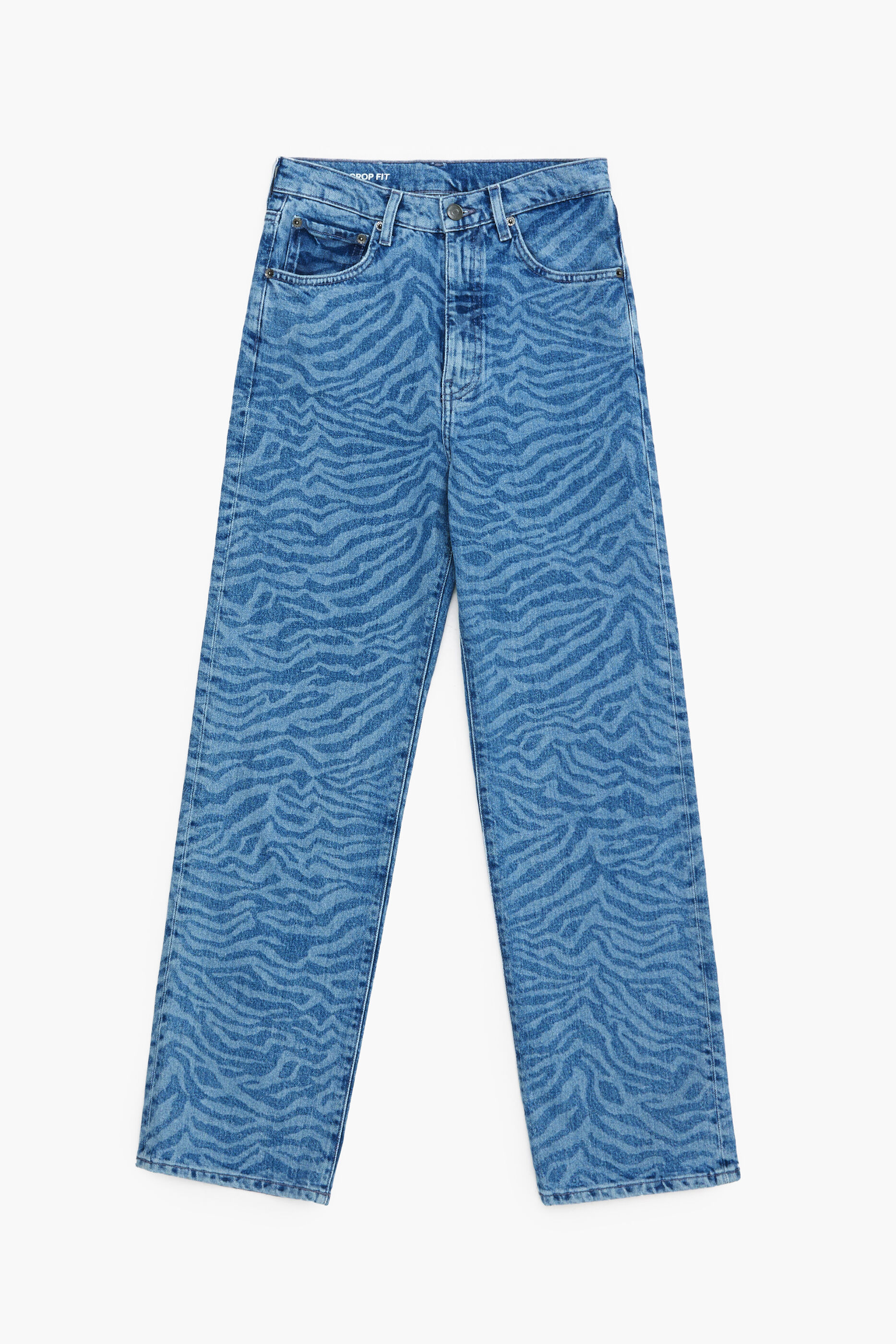 Calça jeans reta cropped azul tigre - Calça jeans reta