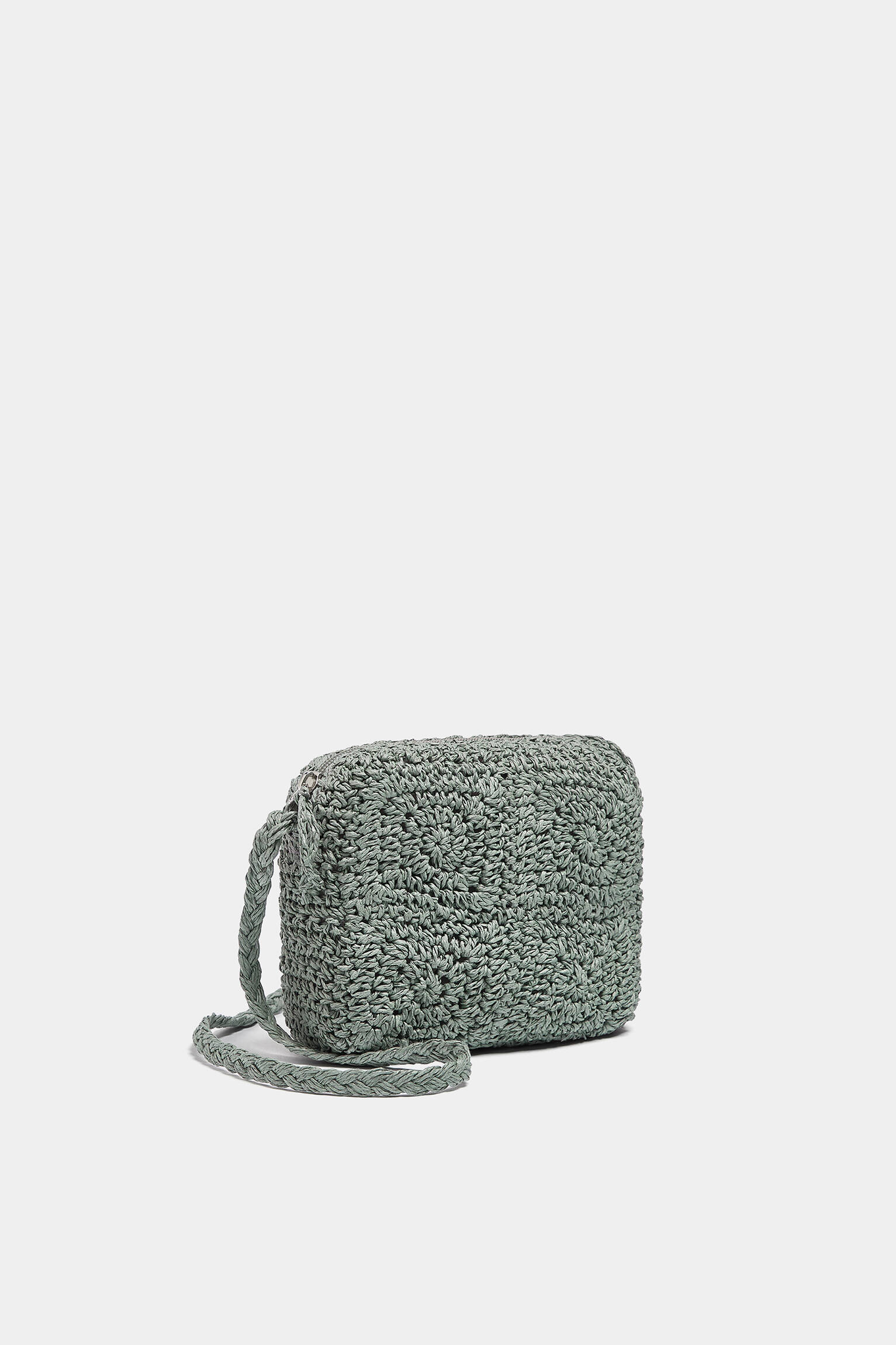 Bolsa transversal de papel trançado - verde garrafa