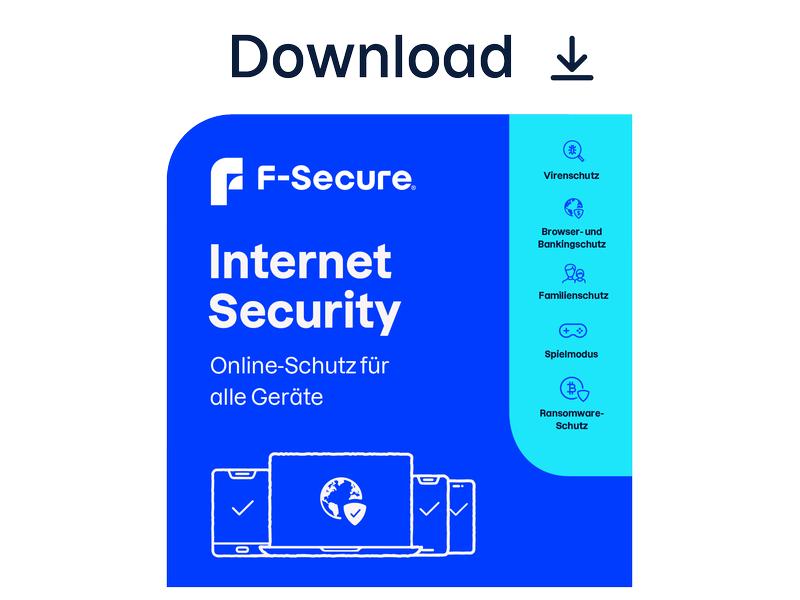 F-Secure Internet Security ESD, Vollversion, 1 Gerät, 2 Jah Online-Schutz für alle Geräte
