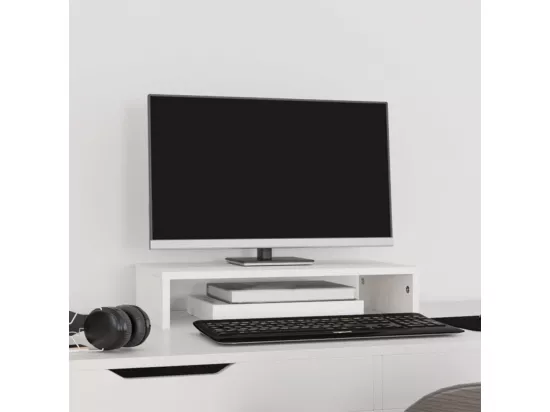 Support de moniteur Blanc 50x27x10 cm Bois de pin solide