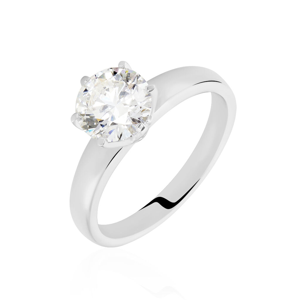 Bague Solitaire Natalia Or Blanc Diamant Synthetique