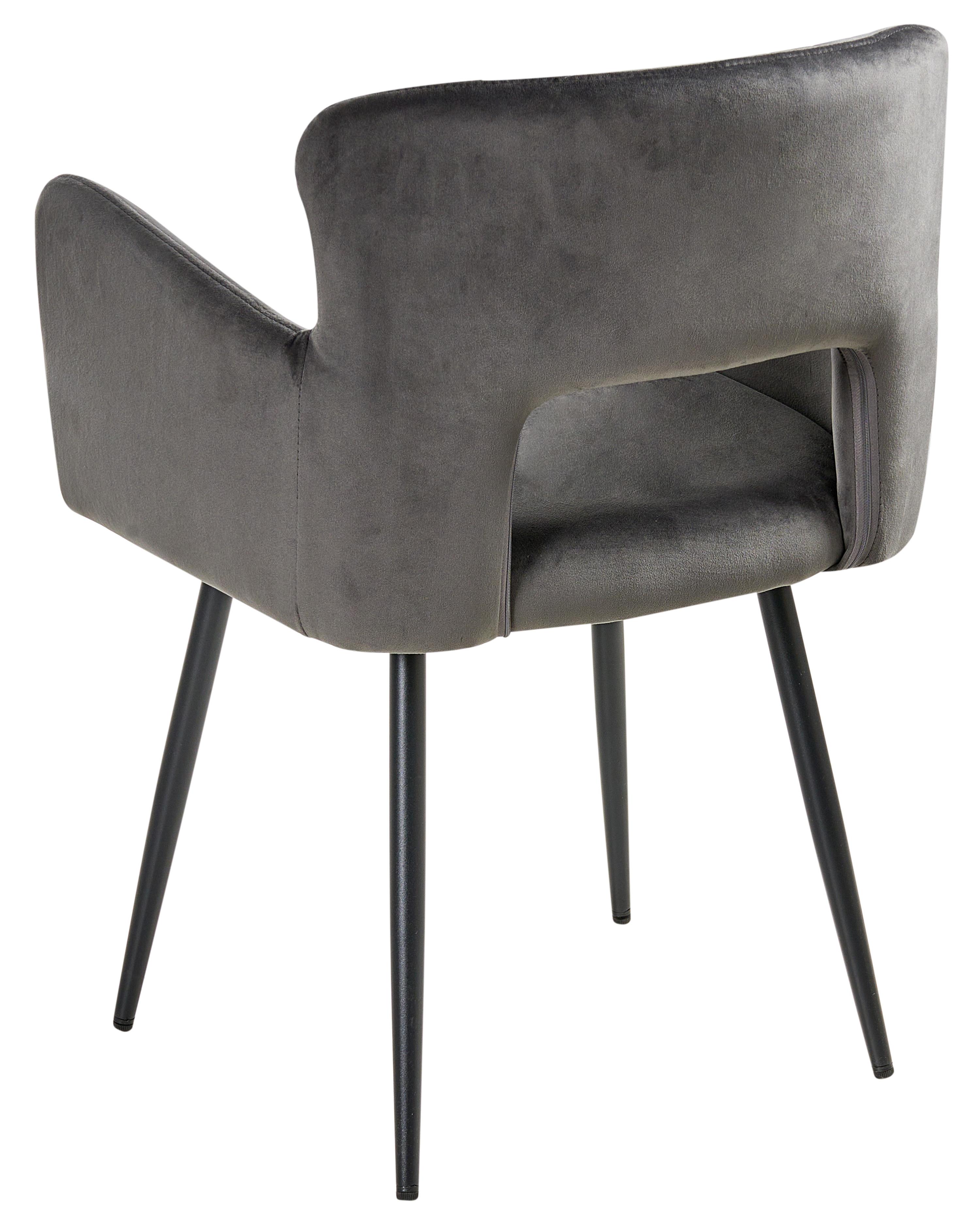 Set van 2 eetkamerstoelen SANILAC Fluweel Donkergrijs