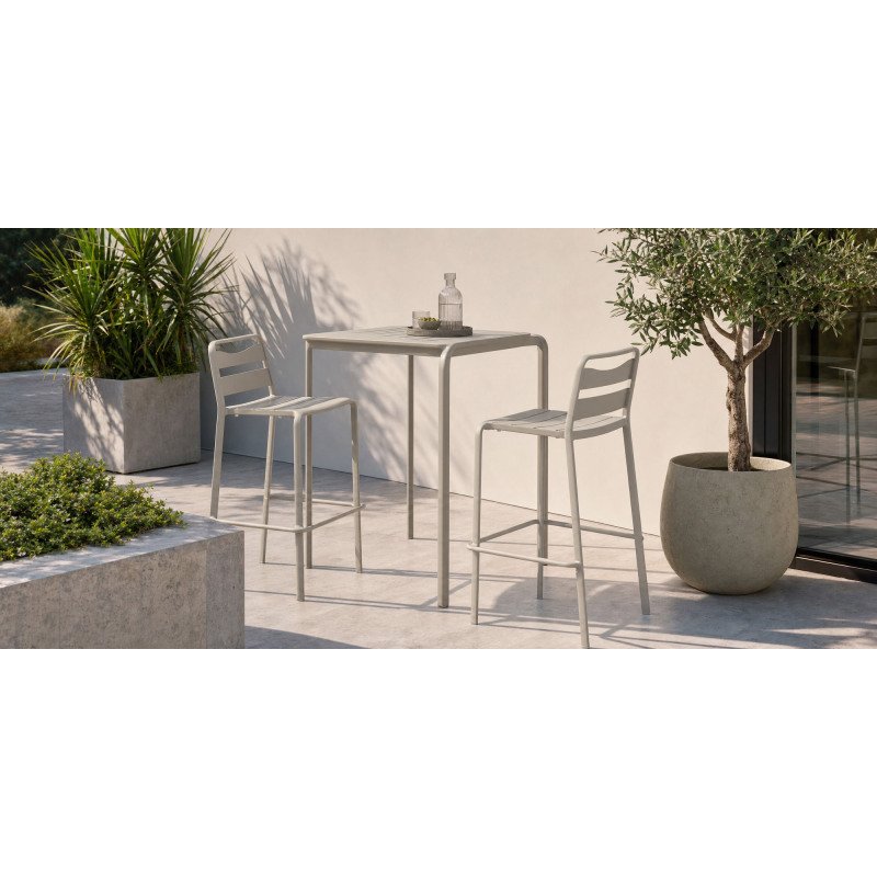 Tabouret haut d'extérieur DIVE - structure aluminium