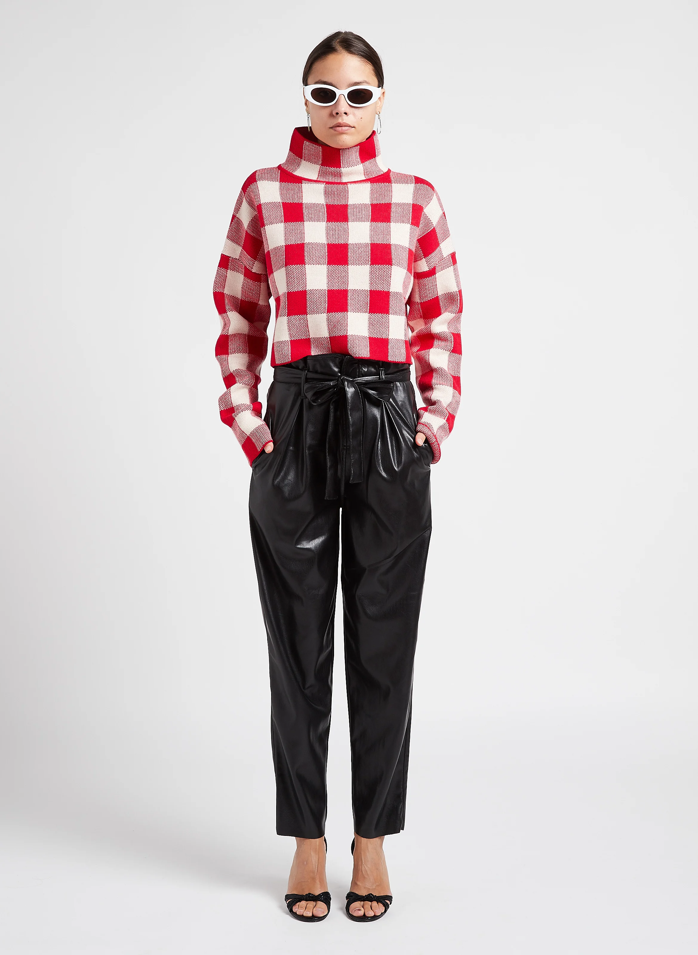 BROCK - Pantalon carotte aspect cuir| Noir