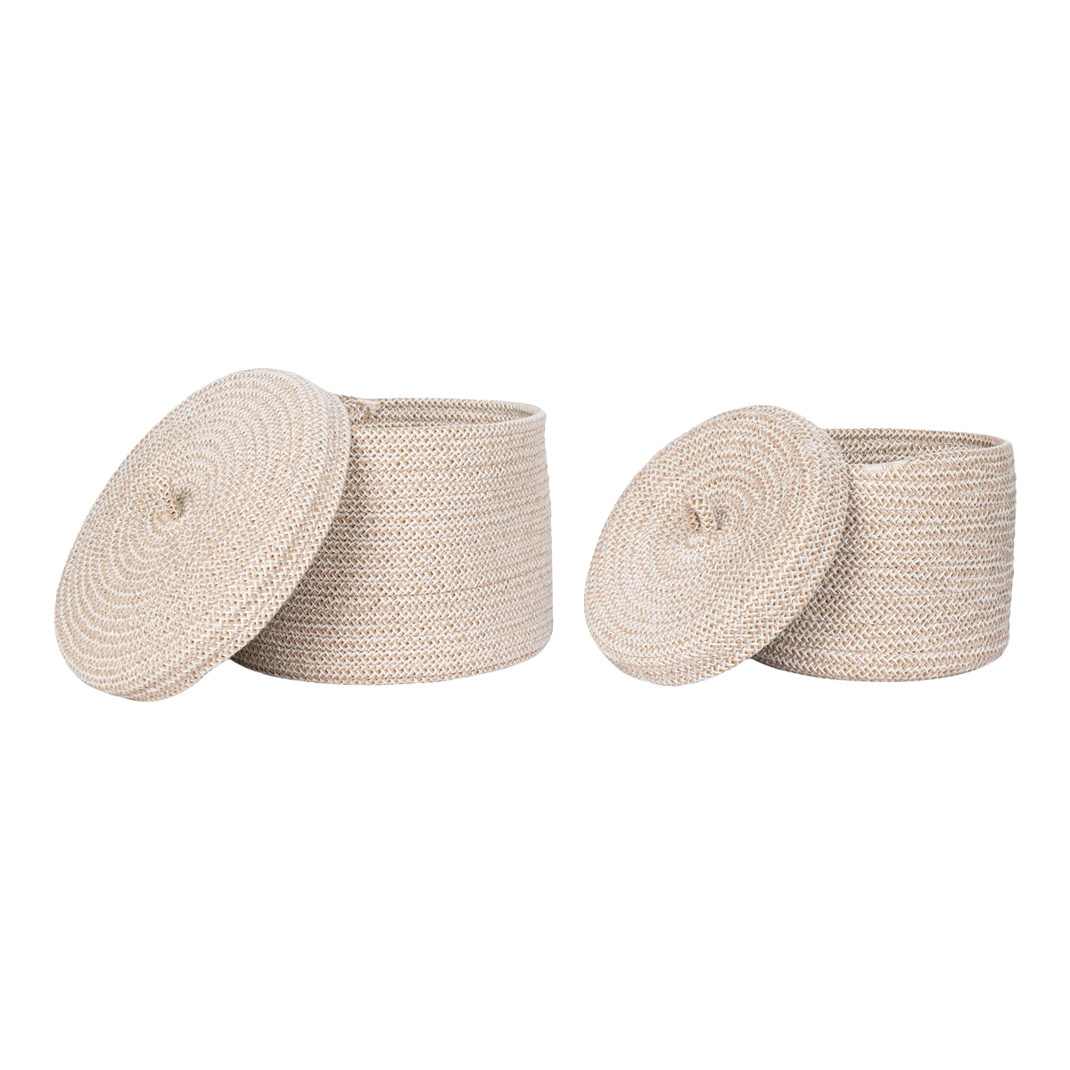 Manden Camille - met deksel - set van 2 Beige