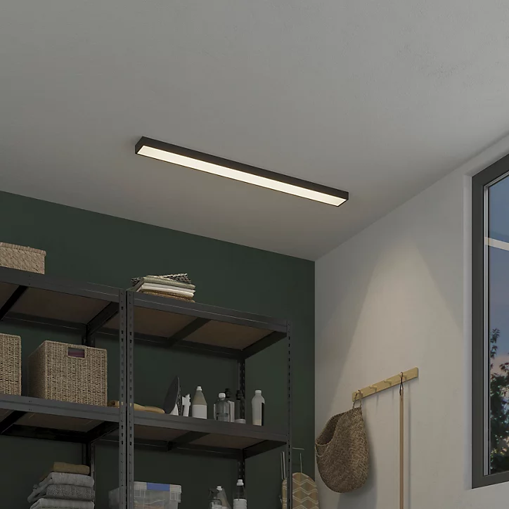Réglette lumineuse Shipton LED intégrée blanc neutre IP20 3600lm 36W L.120xl.10xH.1cm noir GoodHome
