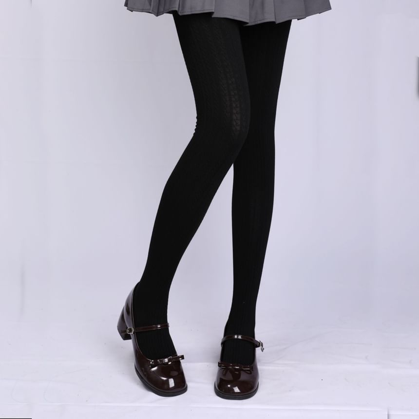Romilan - Effen kabelgebreide panty