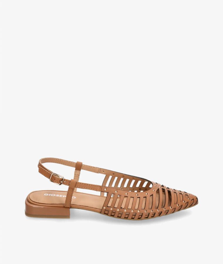 Gioseppo Jericho leren slingback loafers cognac