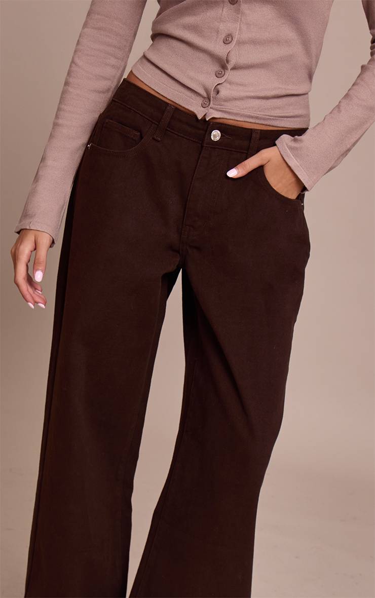 Chocolat Jean Boyfriend Taille Basse À Jambe Large