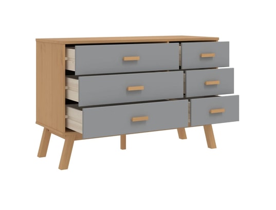 VIDAXL - Armoire à tiroirs olden gris et marron bois de pin solide