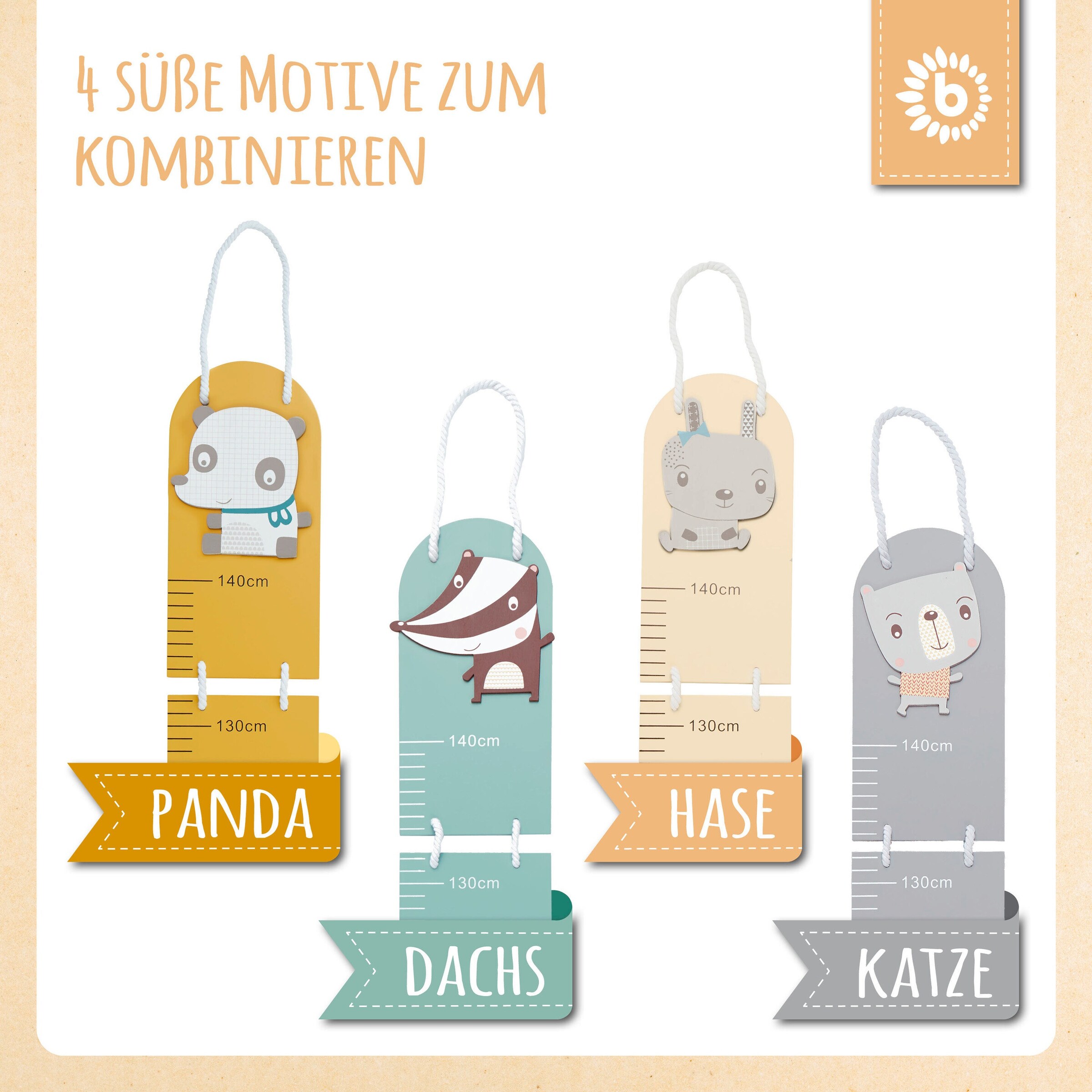 Bieco Holz Kindermesslatte Hase Beige