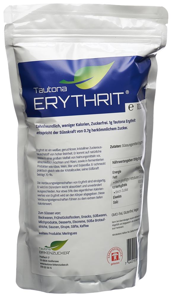 TAUTONA Erythrit Verschlussbeutel 1 kg
