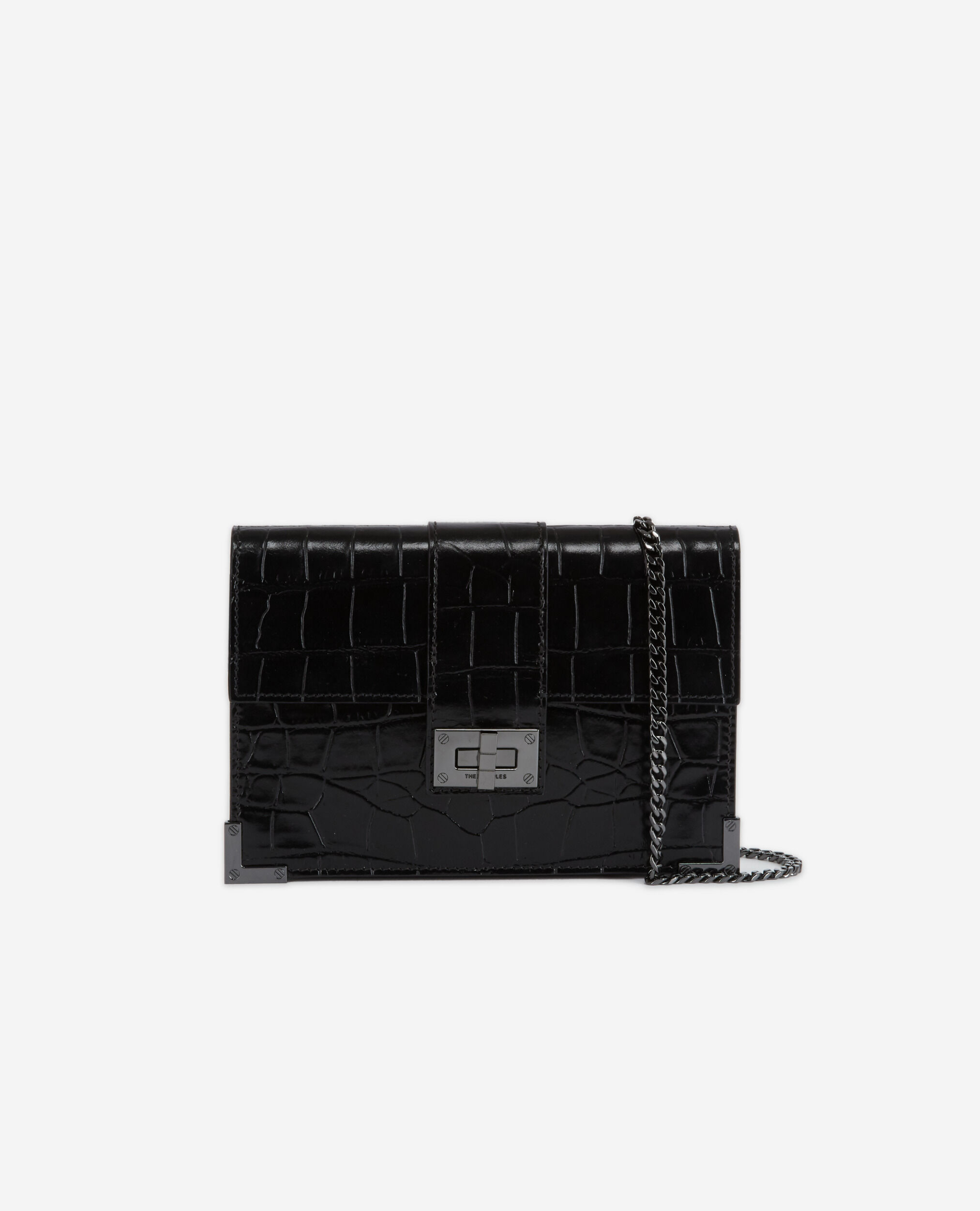 Pochette Emily medium en cuir noir