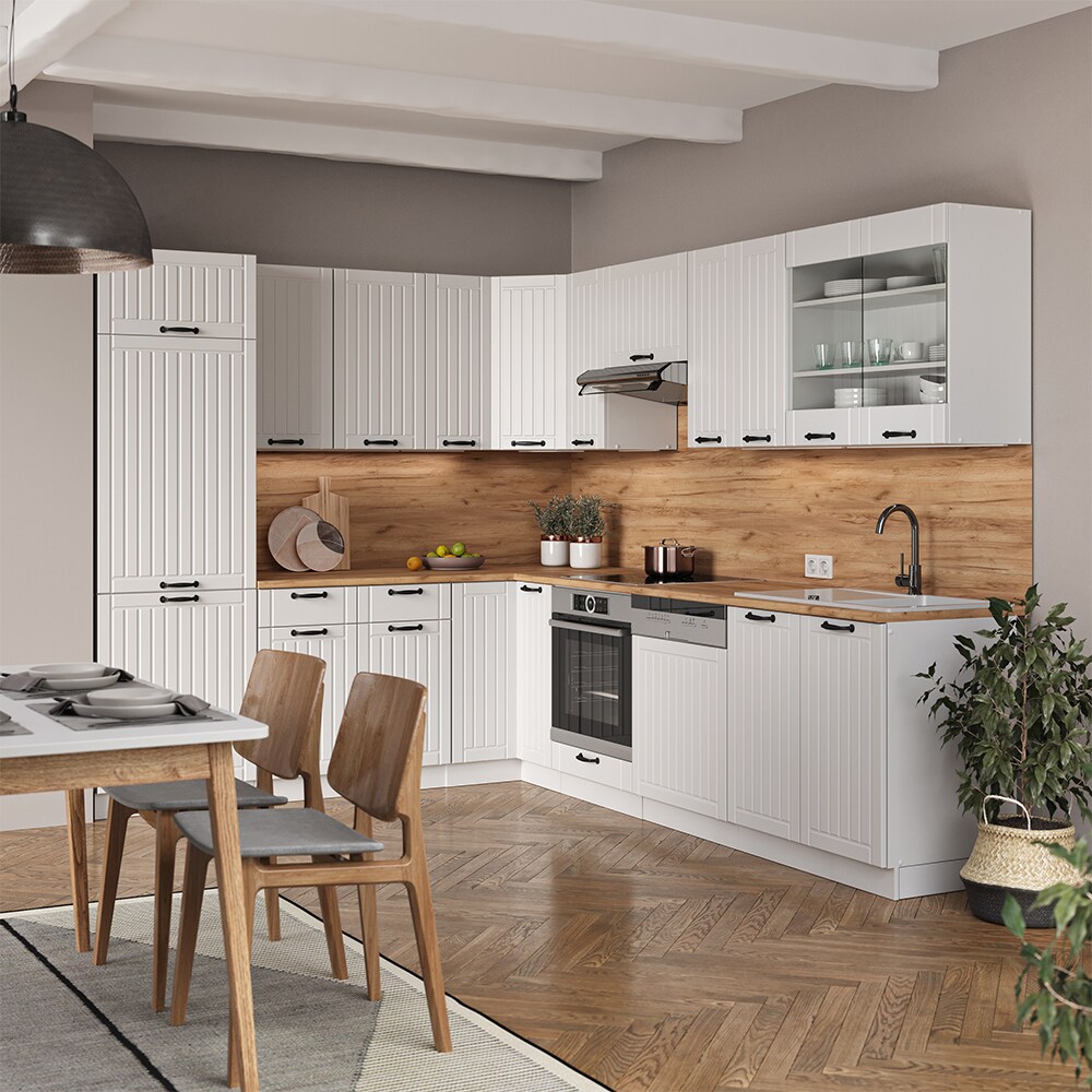 Vicco Küchenzeile Fame-Line Landhaus Eckküche Winkel Küche Einbau Weiß