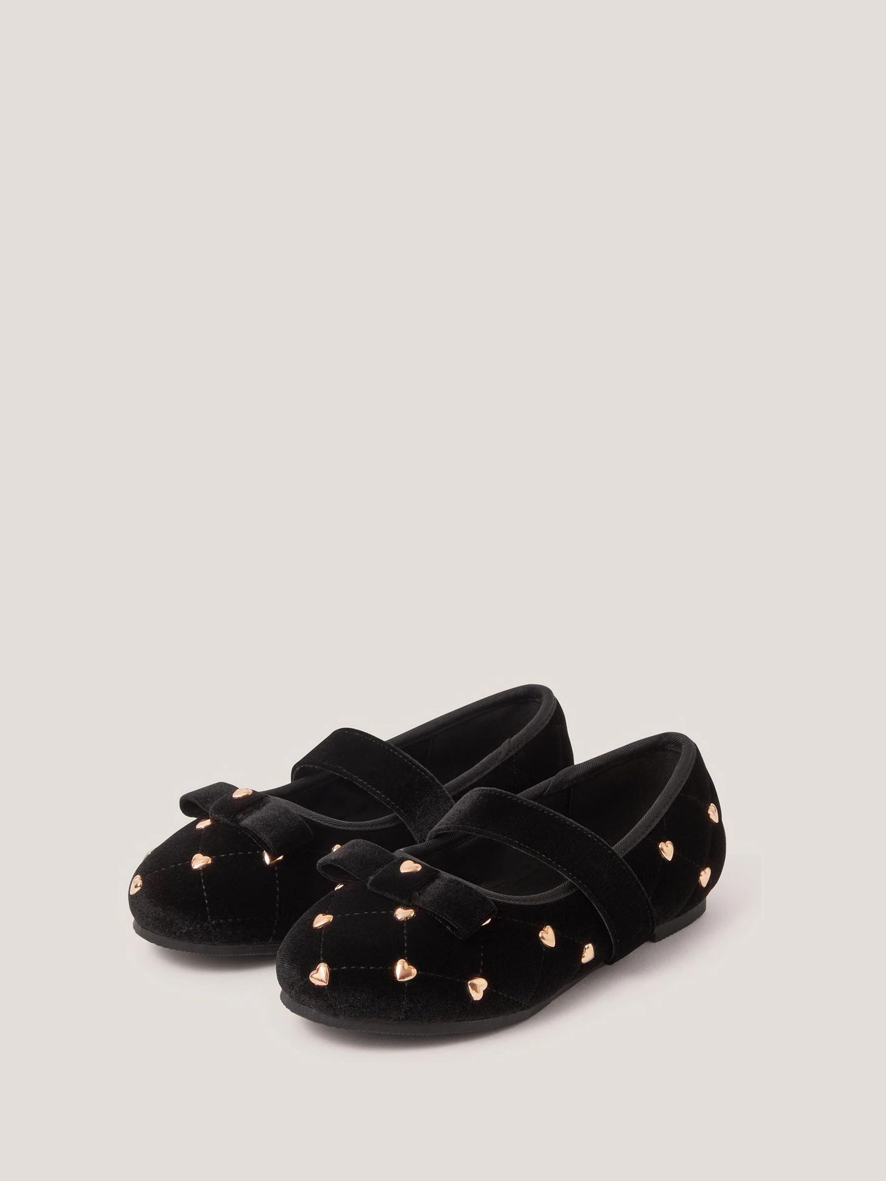 Monsoon Heart Stud Velvet Ballet Flats