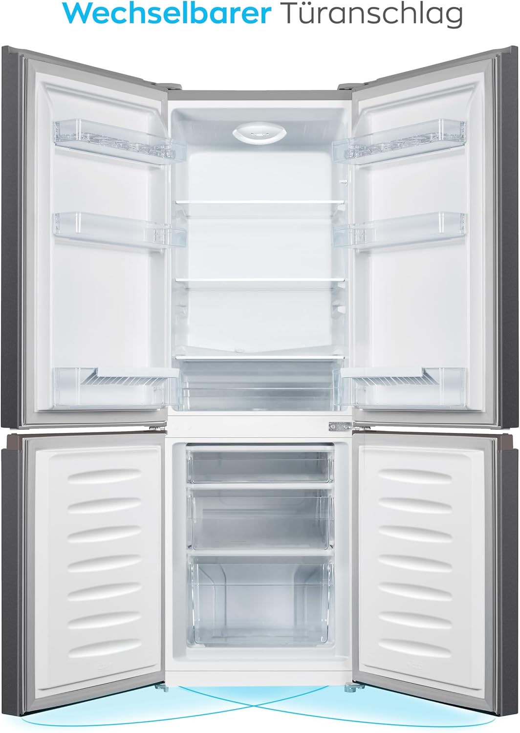 Heinrich´s Kühlgefrierkombination 175Liter, XXL, kühlschrank mit gefrierfach, Kühlvolumen 122L, Gefrierfach 53L, leise 39dB,große Tiefkühlboxen, 7 Temperaturstufen (Energieklasse E, Inox)