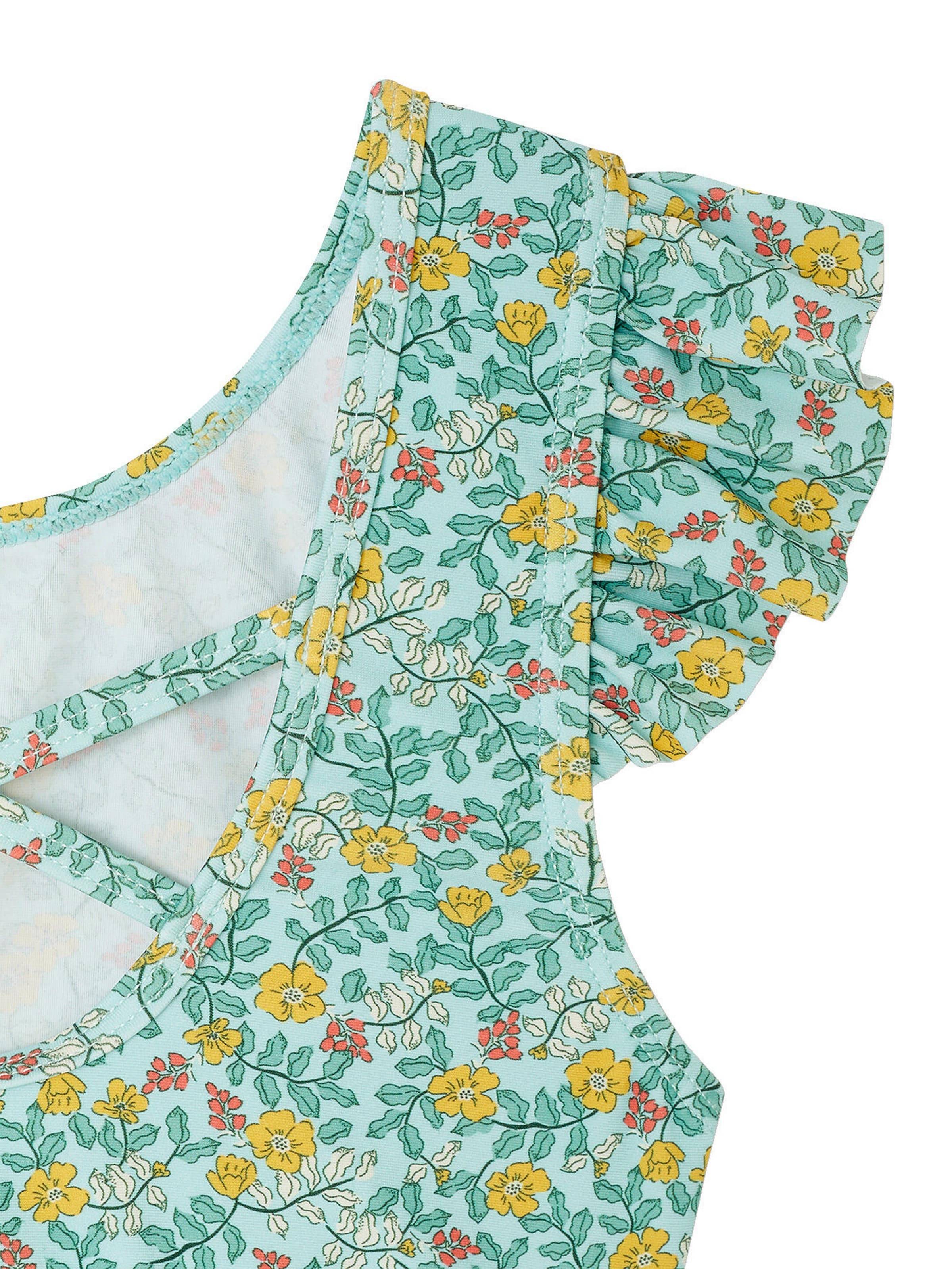 Vertbaudet Mädchen Bikini mit Blumenmuster himmelblau