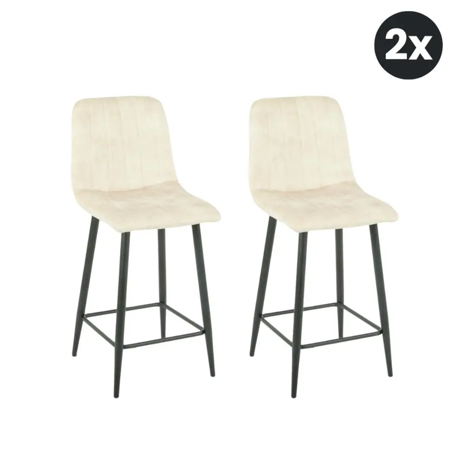 2x Barkruk Jax - Velvet Taupe (Set van 2)