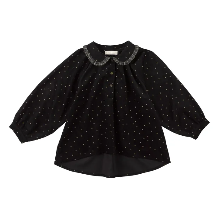 Lilinoa Blouse Velours Claudie à Pois | Noir