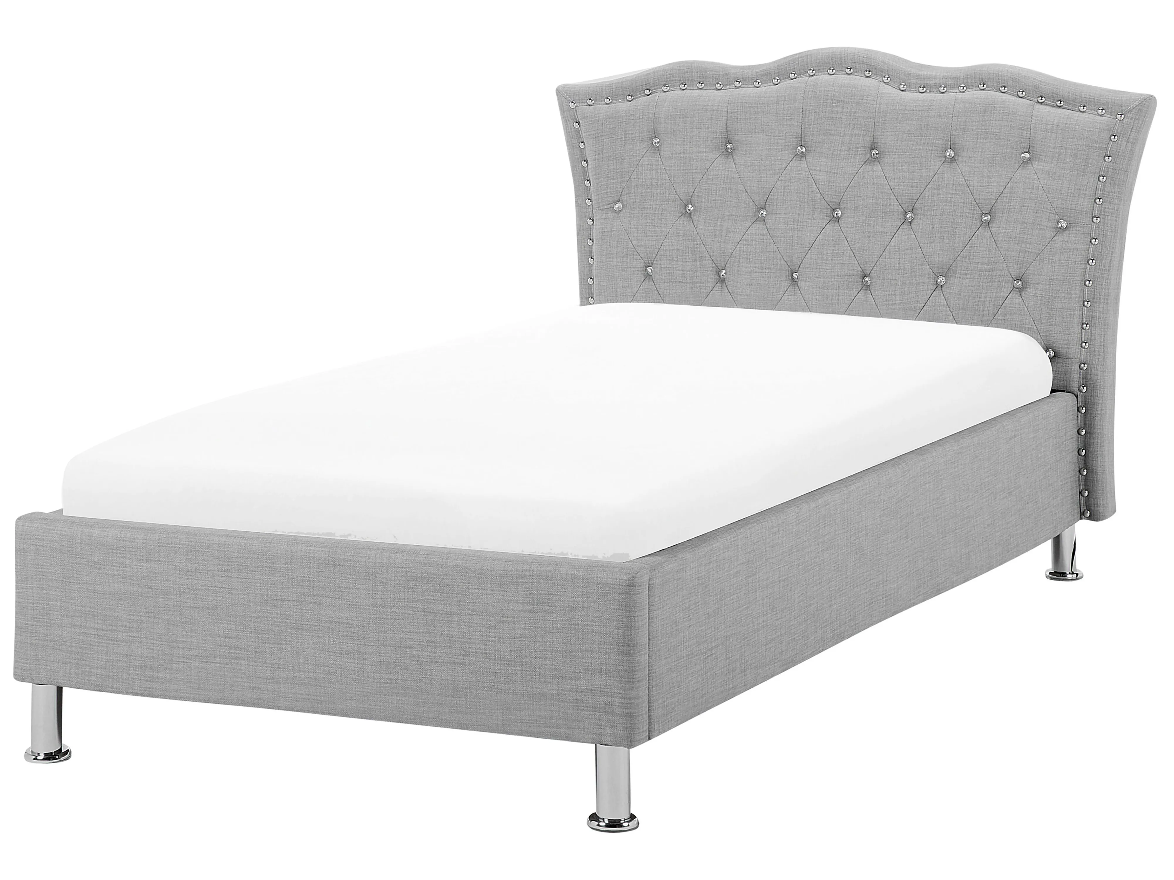 Bed met opbergruimte Stof METZ 90 x 200 cm Lichtgrijs