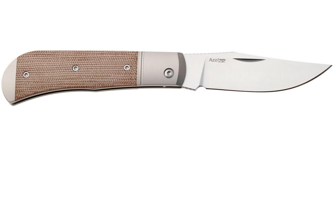 Kizer Vanguard Trestle V3761A1 Satin 14C28N, Titanium Micarta Inlay, zakmes, Azo design