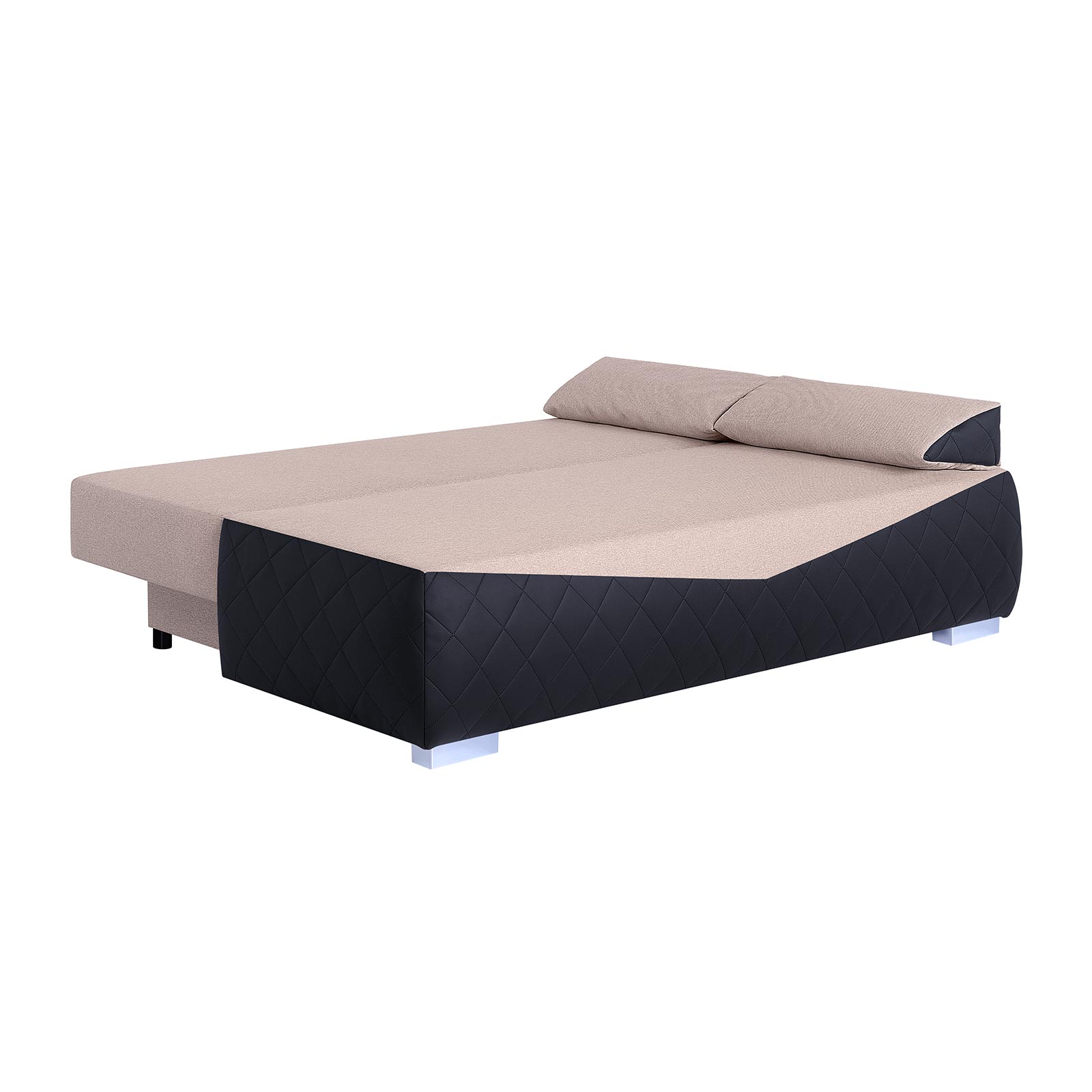 Boxspringsofa - schwarz-flamingo - Karosteppung - Dauerschläfer