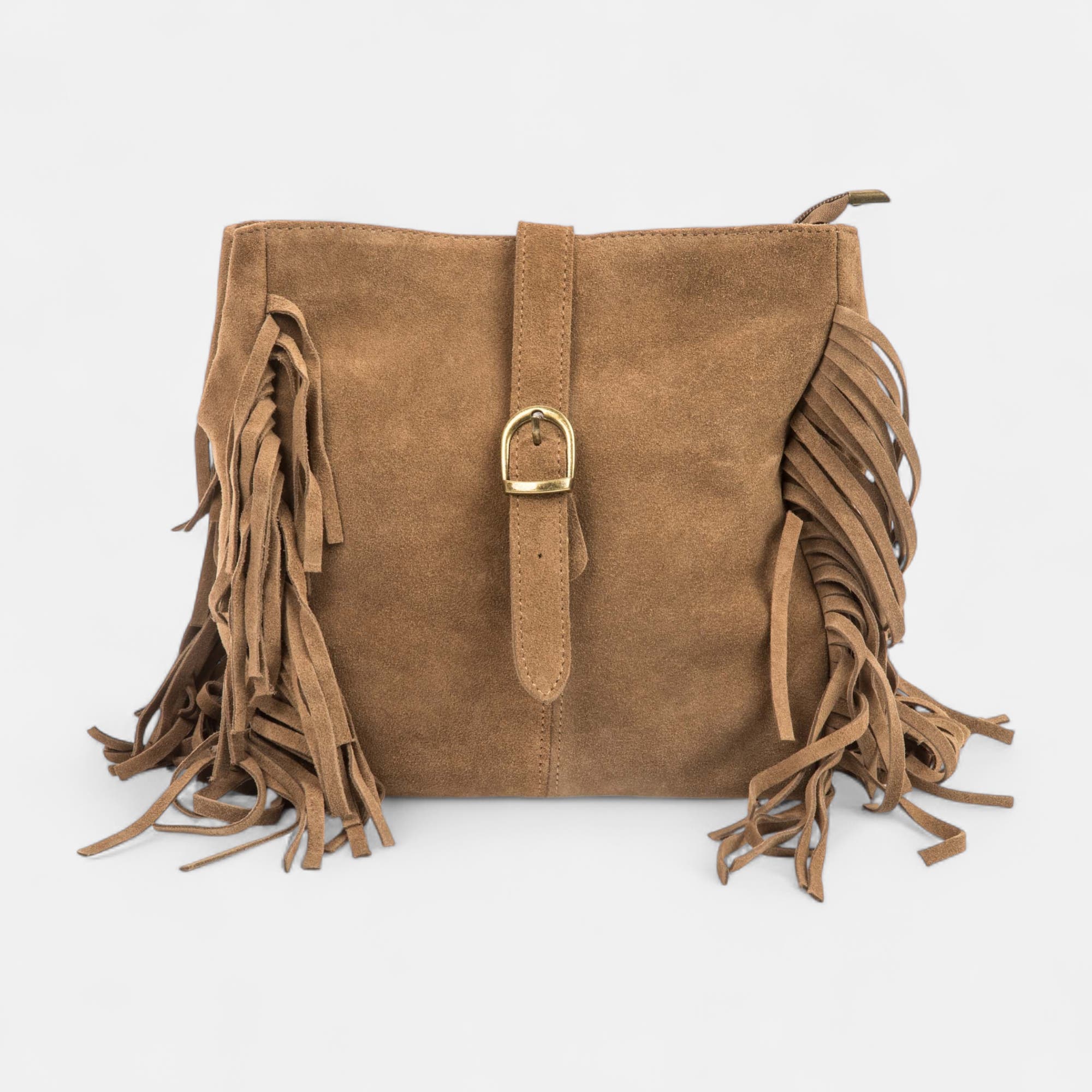 Sac bandoulière en cuir taupe