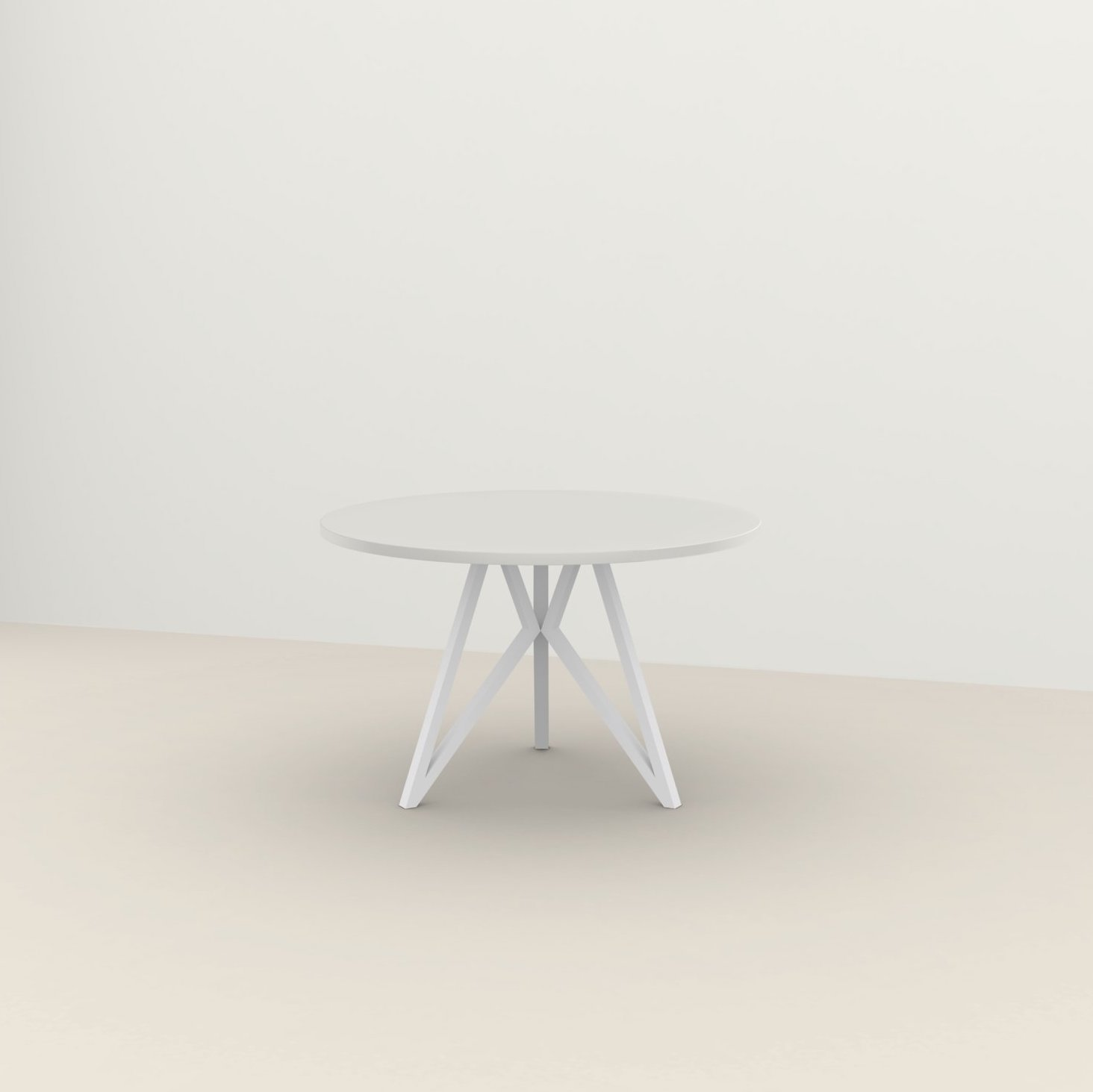 Studio HENK tafel Butterfly Rond Tripod - wit frame, HPL Fenix bianco kos ⌀110 | HPL Fenix Bianco Kos | Rechte Rand | Frame Wit