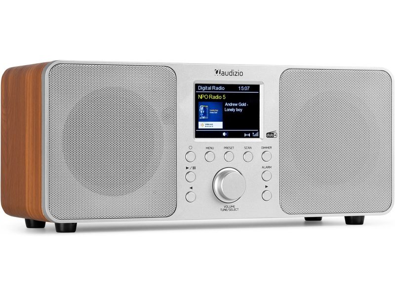 Audizio DAB  Radio Genua Silber DAB  Radio mit Stereo Lautsprecher und Bluetooth