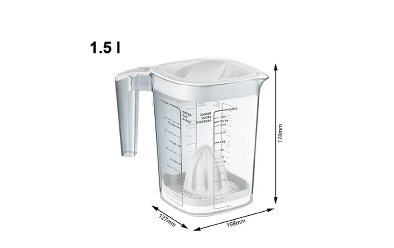 Messbecher Loft 15 dl, Transparent/WeissMessbecher aus transparentem Kunststoff