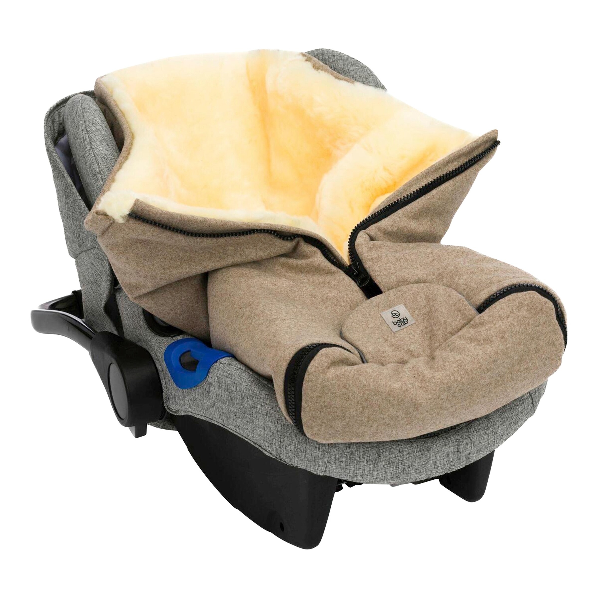 babycab Winterfußsack Lammfell Oolu Wool für Tragewannen und Babyschalen braun