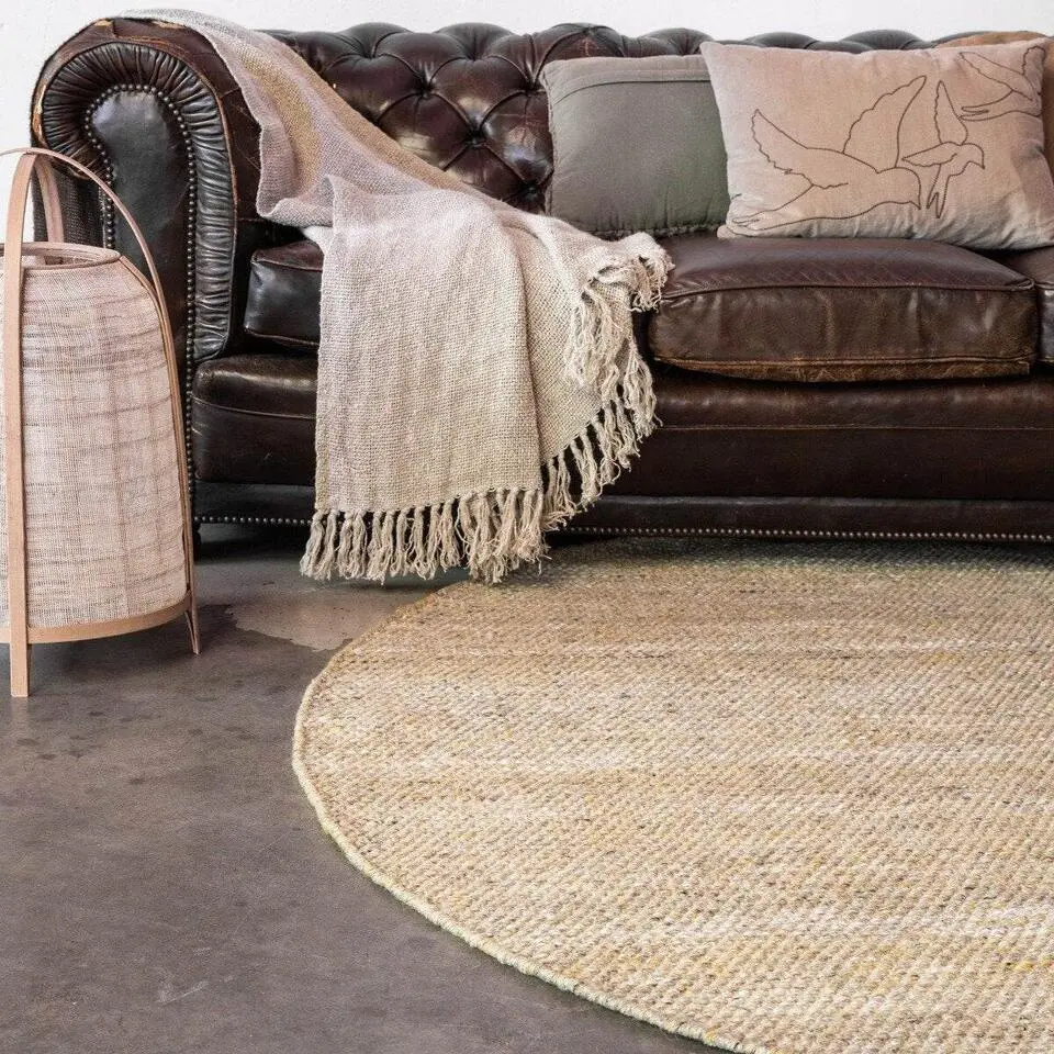 Interieur05 rond gerecycled Vloerkleed Ciro geel naturel - 180 x 180 cm