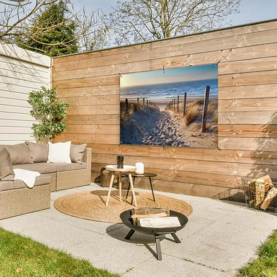 MuchoWow Tuinposter 120x80cm Strand Zee Nederland Duinen Zon
